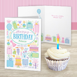 Niece Birthday Icons Card Karte