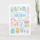 Niece Birthday Icons Card Karte (Vorderseite)