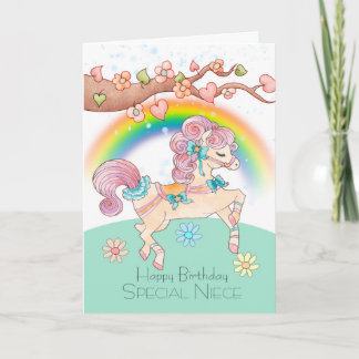 Niece Birthday mit einem süßen Aquarellpony Karte