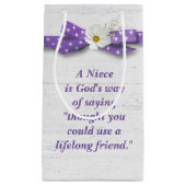 Niece Birthday mit Polka Dot Ribbon Kleine Geschenktüte (Vorderseite)