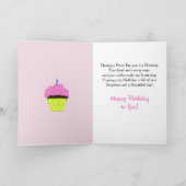 Niece Birthday Pastell Yellow Roses Pink Cupcake Karte (Innenseite)