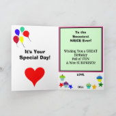 Niece Birthday Pink Cupcake NAME Karte (Innenseite)