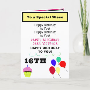 Niece Birthday Pink Cupcake NAME Karte
