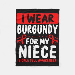 Niece Burgundy Ribbon Tante Onkel Sickle Cell Awar Fleecedecke