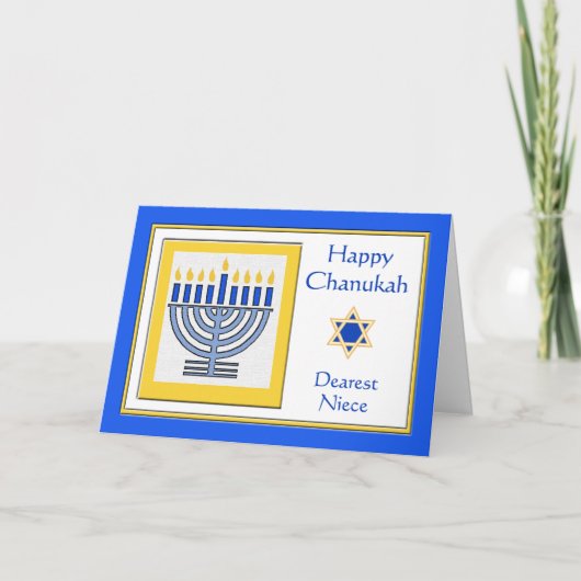 Niece Chanukah Zeitgenössische Menorah Karte (Vorderseite)