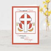 Niece Confirmation Gratulation Cross Fire, Rot Karte (Gelbe Blume)