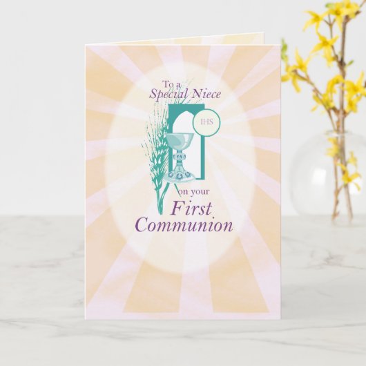 Niece First Communitygratulation Karte (Gelbe Blume)