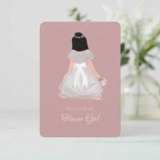 Niece Flower Girl Junior Bridesmaid Vorschlag Card Einladung (Stehend Vorderseite)