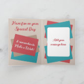 Niece Foto Name Rot Türkis Geburtstag Karte (Innenseite)