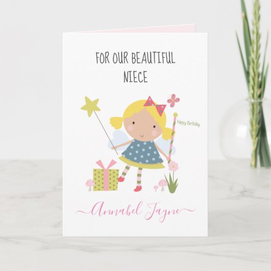 Niece Geburtstagsfee Mädchen whimsical Karte (Vorderseite)