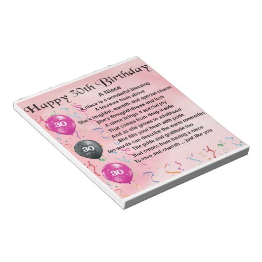 Niece Geem - 30. Geburtstag Notizblock (angewinkelt)