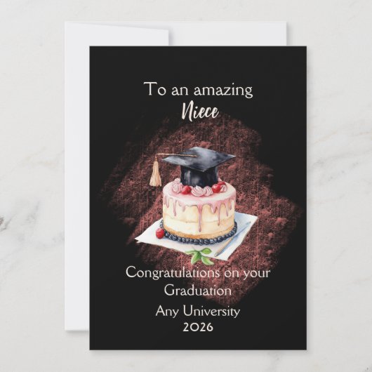Niece Graduation Cap and Cake Congratulations (Vorderseite)