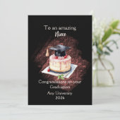 Niece Graduation Cap and Cake Congratulations (Stehend Vorderseite)