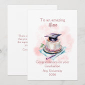 Niece Graduation Cap and Cake Congratulations (Vorne/Hinten)