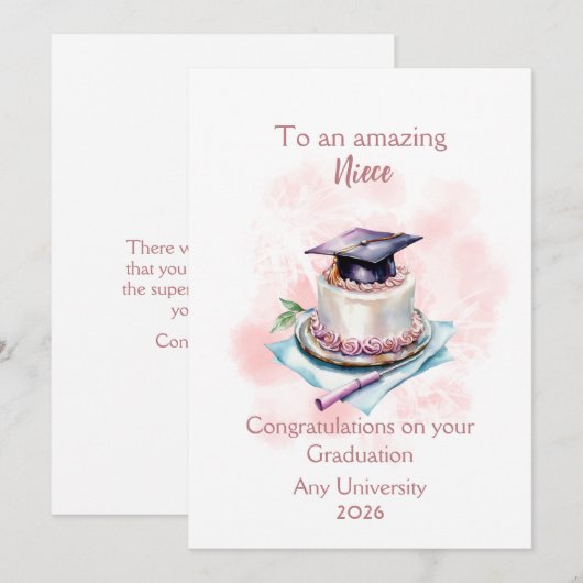 Niece Graduation Cap and Cake Congratulations (Vorne/Hinten)