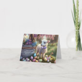 Niece Happy Easter Lamb Eggs Flowers Butterflies Karte (Vorderseite)