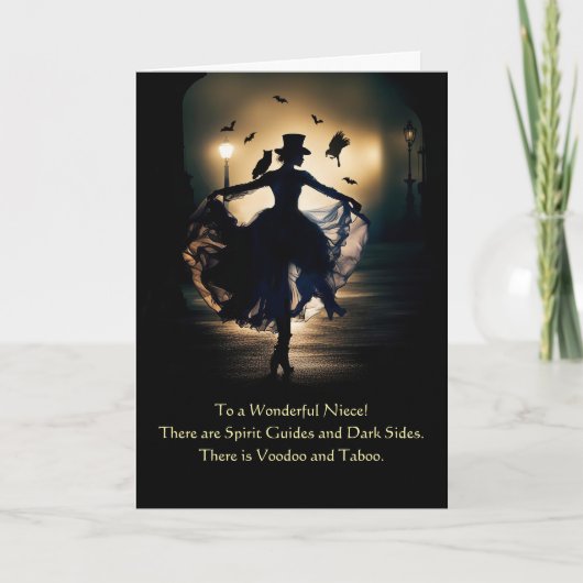 Niece Happy Halloween Dancing Witchy Woman Karte (Vorderseite)
