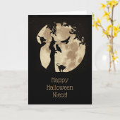 Niece Happy Halloween Niedlich Witch Familiars Karte (Gelbe Blume)