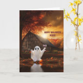 Niece Happy Halloween Wine Spaß Niedlich Ghost Karte (Gelbe Blume)