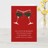 Niece Happy Holidays Christmas Wein Funny Karte (Gelbe Blume)