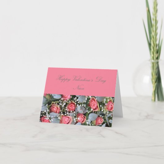 Niece Happy Valentine's Day Rose Feiertagskarte (Vorderseite)