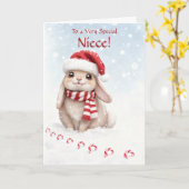 Niece Holiday Cute and Fun Christmas Bunny  Karte (Gelbe Blume)