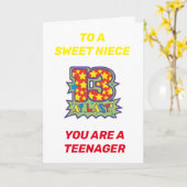 NIECE IST EIN "TEENAGER" AUF IHREM **13. GEBURTSTA KARTE (Gelbe Blume)