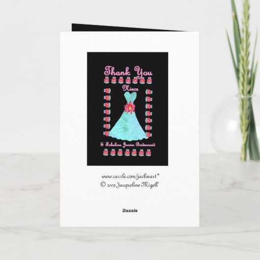 NIECE Junior Bridesmaid DANK YOU - Blue Gown Dankeskarte (Rückseite)
