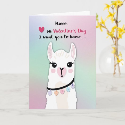 Niece Llamas Valentinstag Herz Karte (Gelbe Blume)