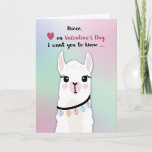 Niece Llamas Valentinstag Herz Karte
