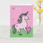 Niece Magical Unicorn Valentine's Day Karte (Gelbe Blume)