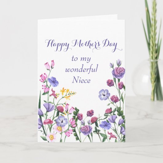 Niece Mother's Day Colorful Garden Blume Feiertagskarte (Vorderseite)