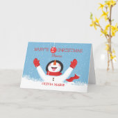 Niece Name Christmas Snowman Karte (Gelbe Blume)