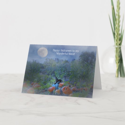 Niece Niedlich Witze Cat Pumpkins Halloween Card Karte (Vorderseite)