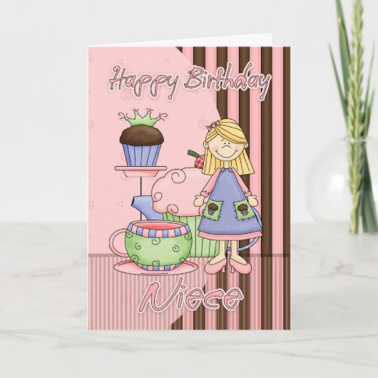 Niece Niedliche Geburtstag Card - Kuchen und Tee Karte (Vorderseite)