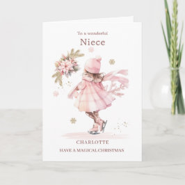 Niece Pink Christmas Little Girl Feiertagskarte