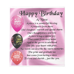 Niece Poem - Happy Birthday Notizblock