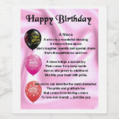 Niece Poem Wein Flasche Label Happy Birthday Weinetikett (Einzelnes Label)