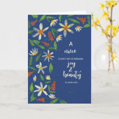 Niece Religious Birthday Daisies and Wildblumen Karte (Gelbe Blume)