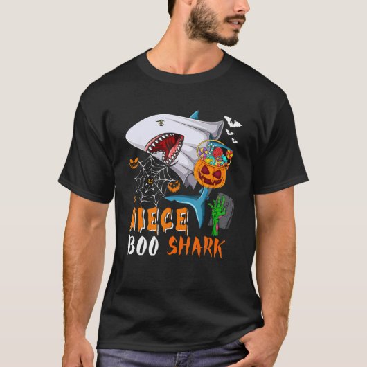 Niece Shark Boo Halloween Shark Boo Ghost Candy Pu T-Shirt (Vorderseite)