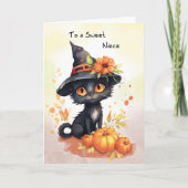 Niece Sweet Halloween Cat Karte (Vorderseite)