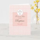 Niece Taufe Rosa mit Spitzen und Kreuz Karte (Gelbe Blume)