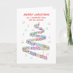 Niece und ihr Partner Sheet Music Christmas Feiertagskarte