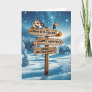 Niece und ihre Familie Weihnachtsrobaten Feiertagskarte