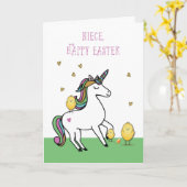 Niece Unicorn Osterwünscht mit Chicks Karte (Gelbe Blume)