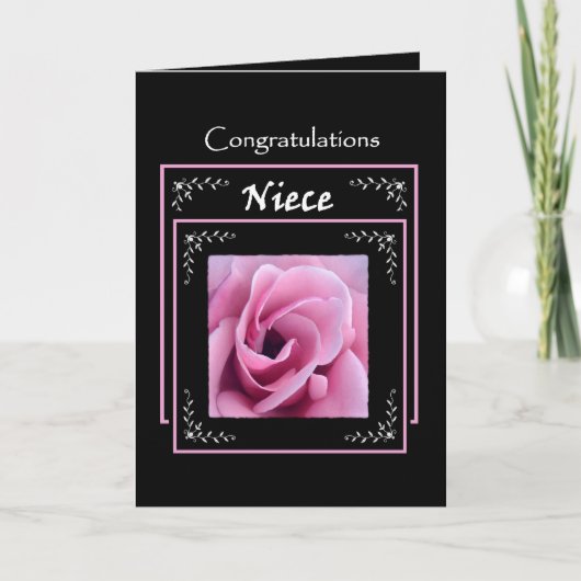 NIECE Wedding Gratulation - Rosa Rose Karte (Vorderseite)