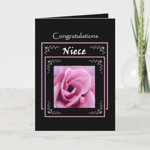 NIECE Wedding Gratulation - Rosa Rose Karte