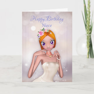 Niece with Fantasy Femme in Cream Dress Card Karte