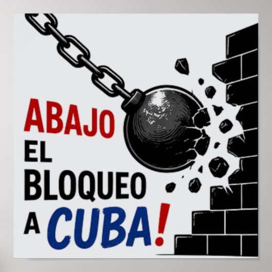 Nieder mit der Blockade gegen Kuba Poster (Vorne)