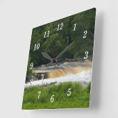 Niedere Fälle bei Tahquamenon Wall Clock Quadratische Wanduhr (Winkel)